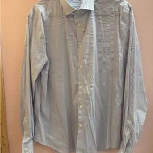 Michael Kors White and Black Geometric Dress Shirt